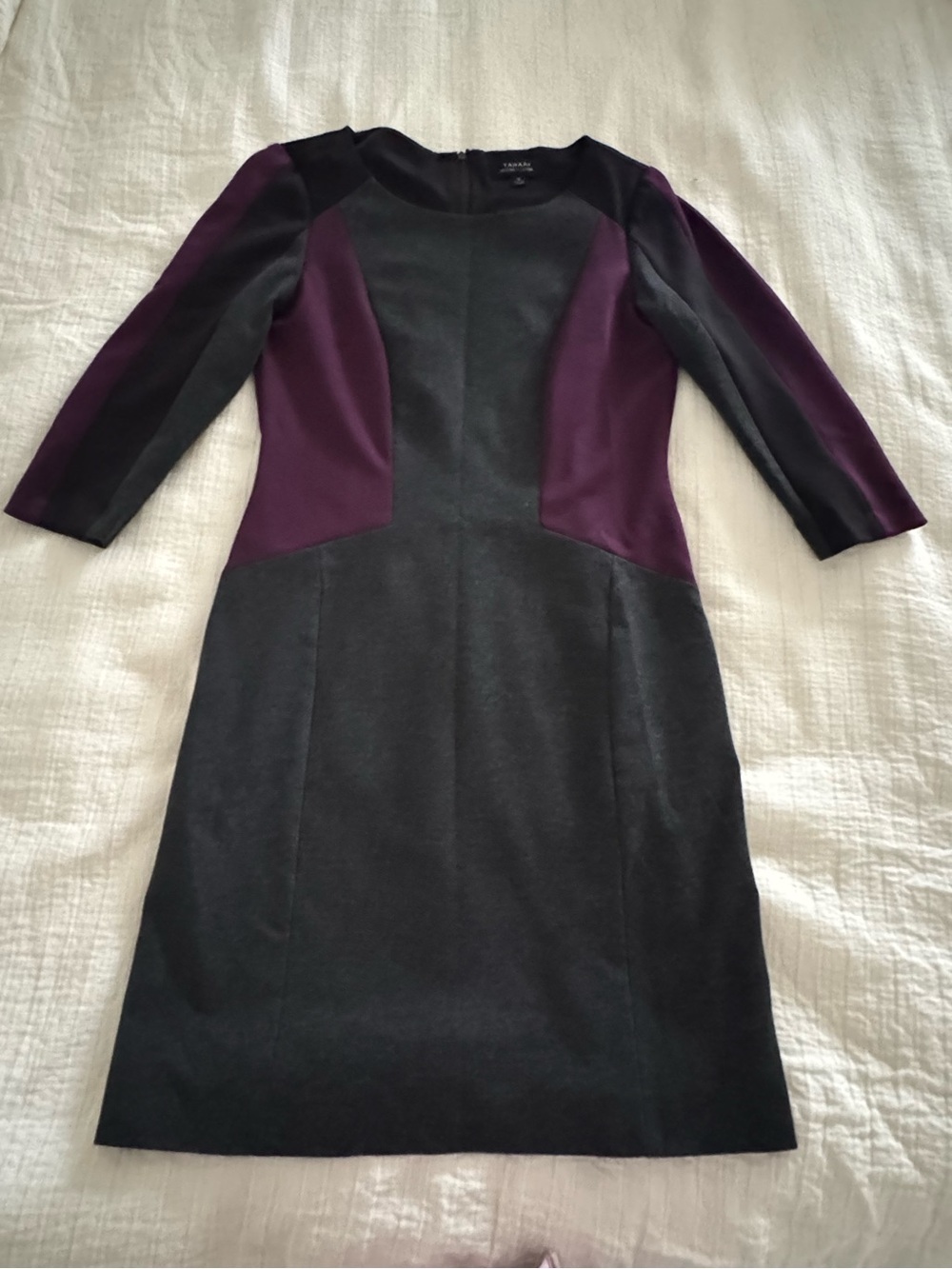 Tahari Colorblock Sheath Dress in Plum and Black 6